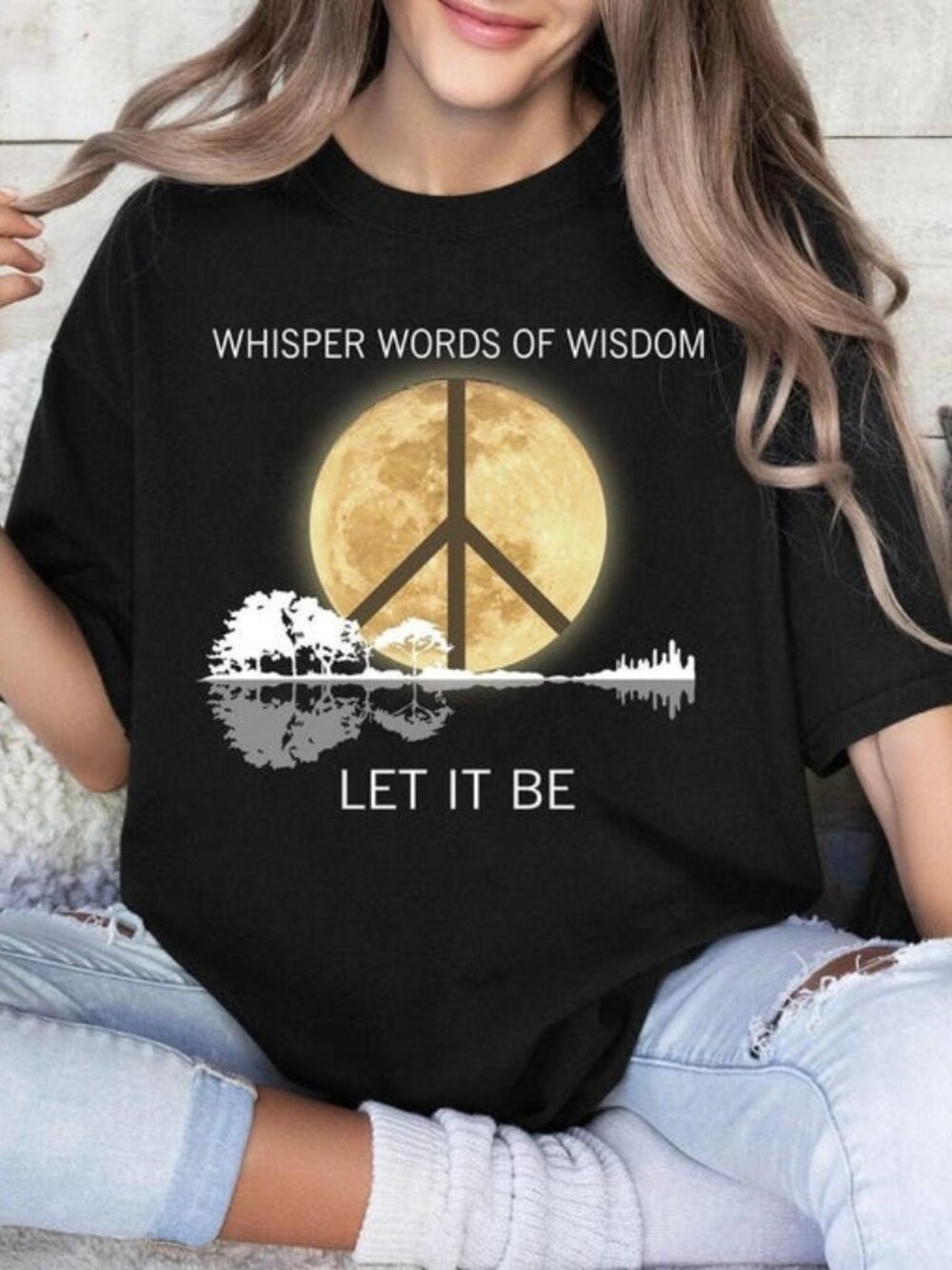 Let It Be Guitar Shirt, Retro Music Hippie Graphic Tee